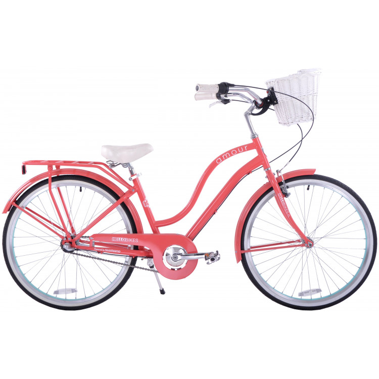 Mestský retro bicykel 26" Hello Bikes Amour 3-prevodový 17" Ružový